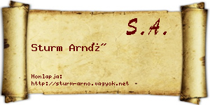 Sturm Arnó névjegykártya